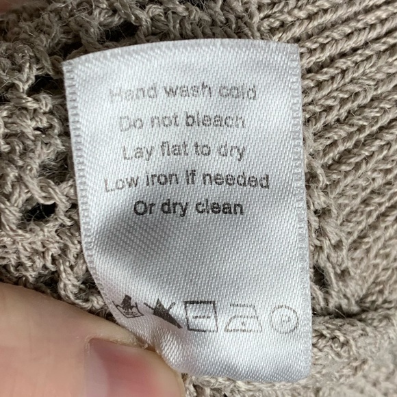 COLDWATER CREEK beige Sweater SZ XL open Knit drop-sleeve scoop neck Ramie boho - Picture 9 of 13